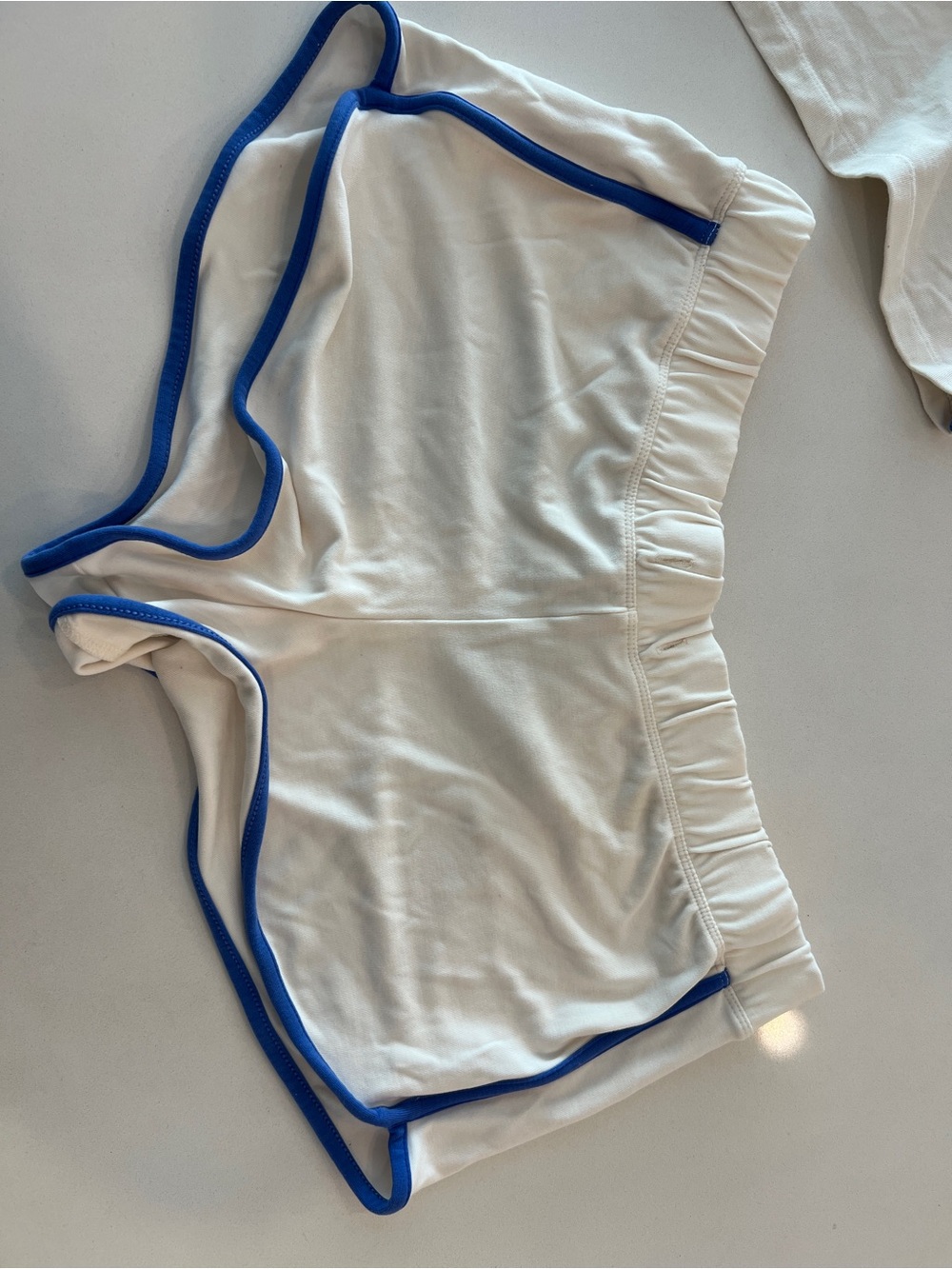 PINK Victoria's Secret White Tank & Shorts Set with Blue Trim and Red Logo - Picture 5 of 6